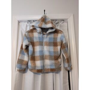 Happily Grey Fleece Fully Lined Zip Front Hooded Jacket Kids Sz M (7-8)